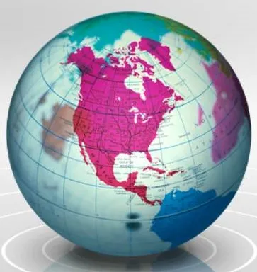 Illustrated globe highlighting North America, representing iNet Public Safety's coverage