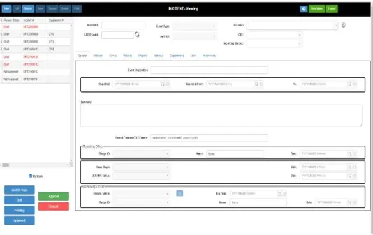 iNetRMS incident/case record screen